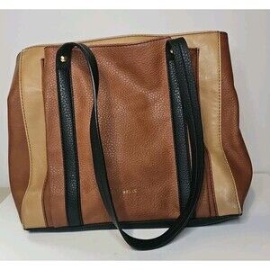 Relic by Fossill Black & Brown Colorblock Vegan Leather Tote